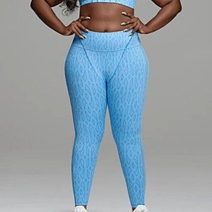 Adidas Women's Ivy Park Blue Mesh Monogram Tights Size 2x (Plus Size) H65398